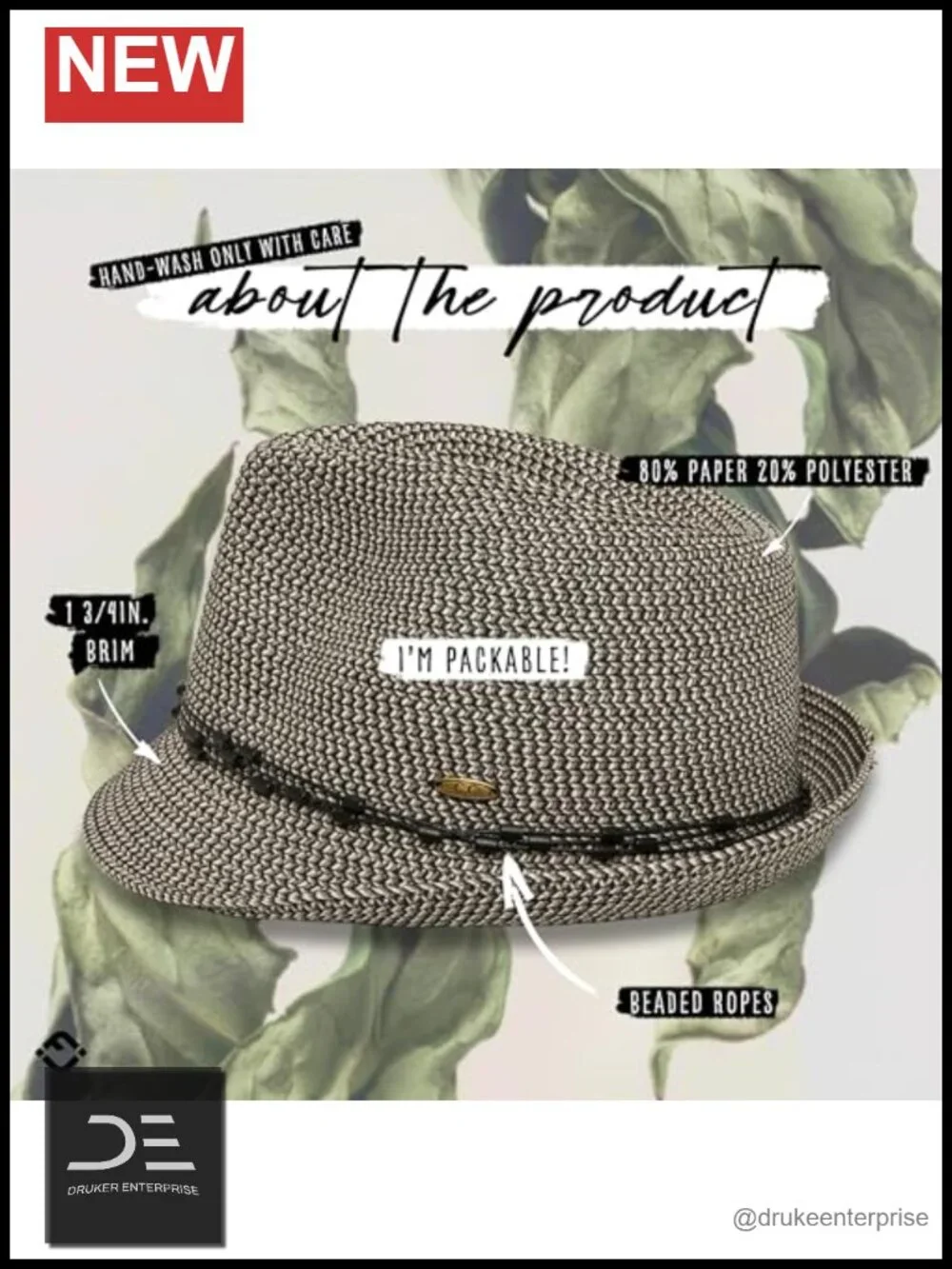Straw Fedora UPF 50+ Sun Hat Short Brim Packable Beach Hat Woven Pattern